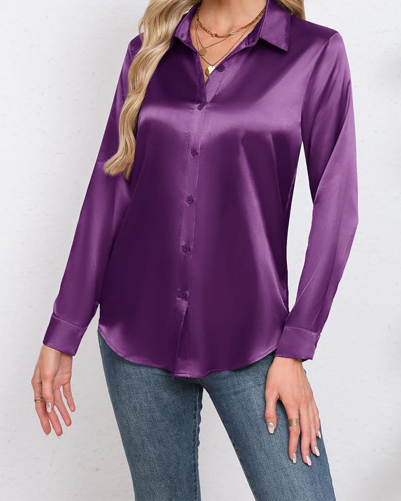 Skjorte Ensfarget Langermet Drapering