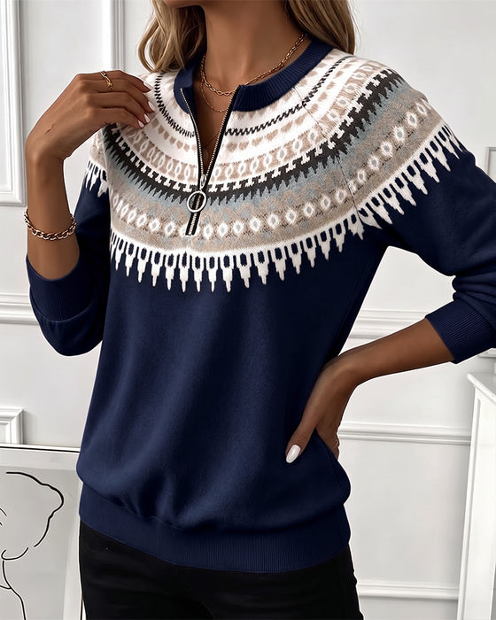 Sweatshirts Fargeblokk Glidelås Lang Erme