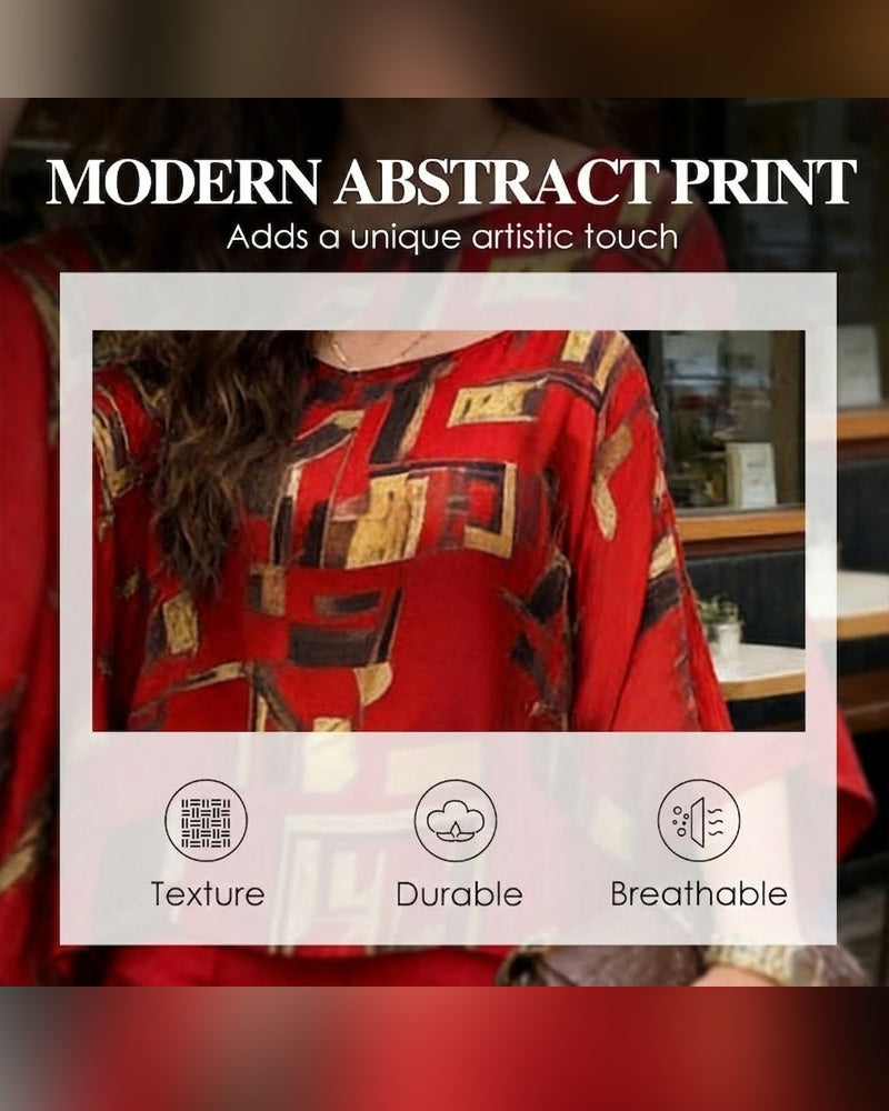 Todelt Sett Geometrisk Trykk Vide Ben Bukse