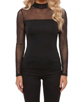 Topp Mesh Tettsittende Lang Erme