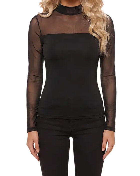 Topp Mesh Tettsittende Lang Erme