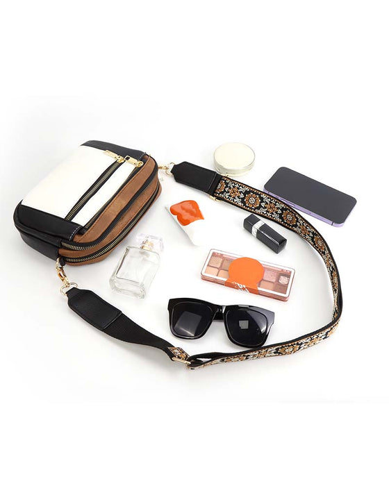 Multifunksjonell crossbody-veske med glidelås