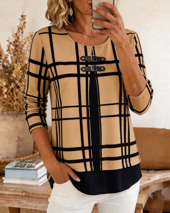 Bluse Rute Imitasjon Todelt Casual