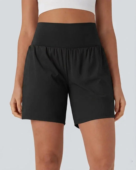 Ensfargede Shorts Høy Midje