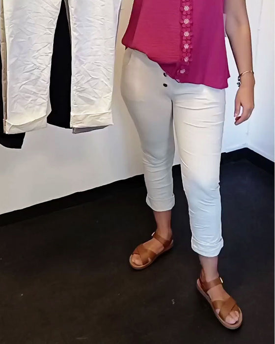 Bukser Mote Solid Farge Knapp Lomme Smal