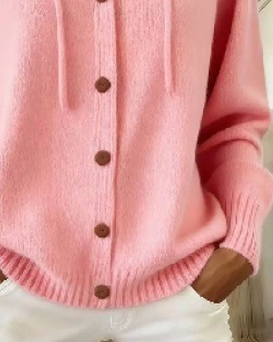 Cardigan Ensfarget Hetta Knapprad