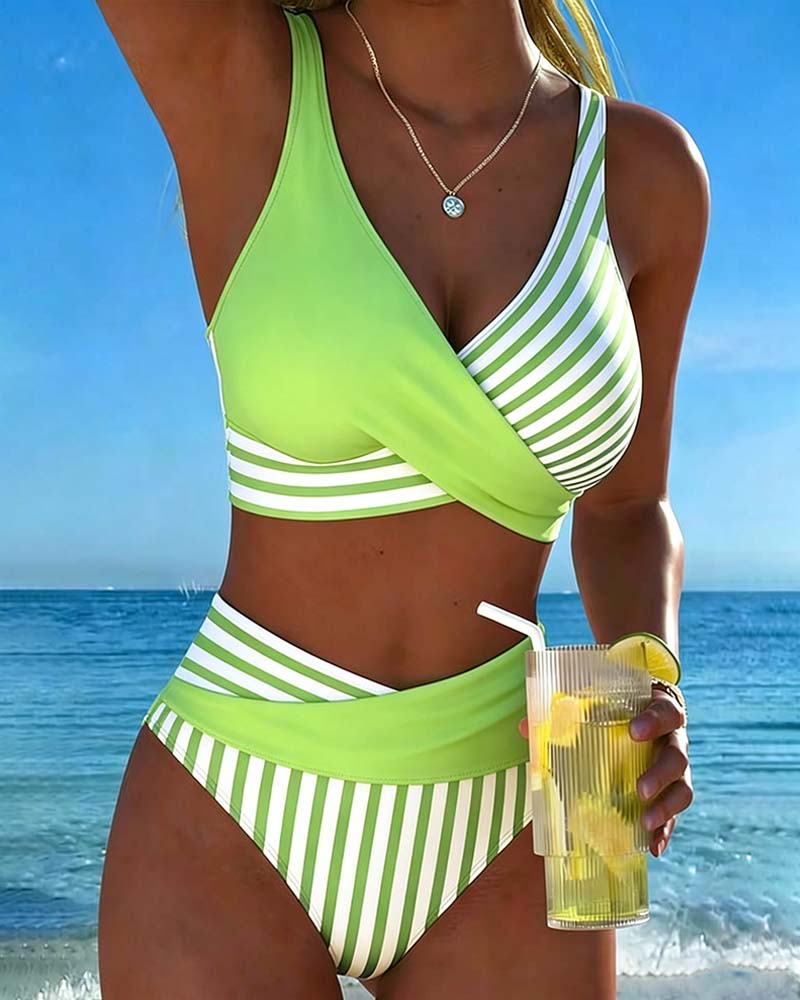 Bikini Kryssstripet Trykt