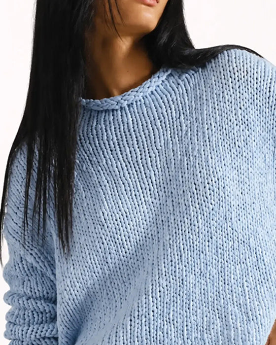 Pullover Rund Hals Kort Lang Erme Ensfarget