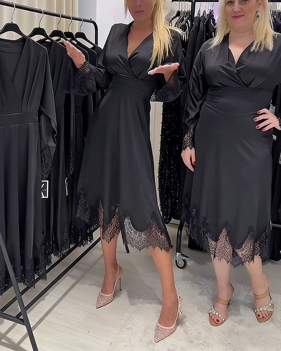 Sexy V-Halset Lappverkskjole