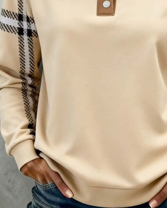 Sweatshirt Turtleneck Knapp Stripet Lang Erm