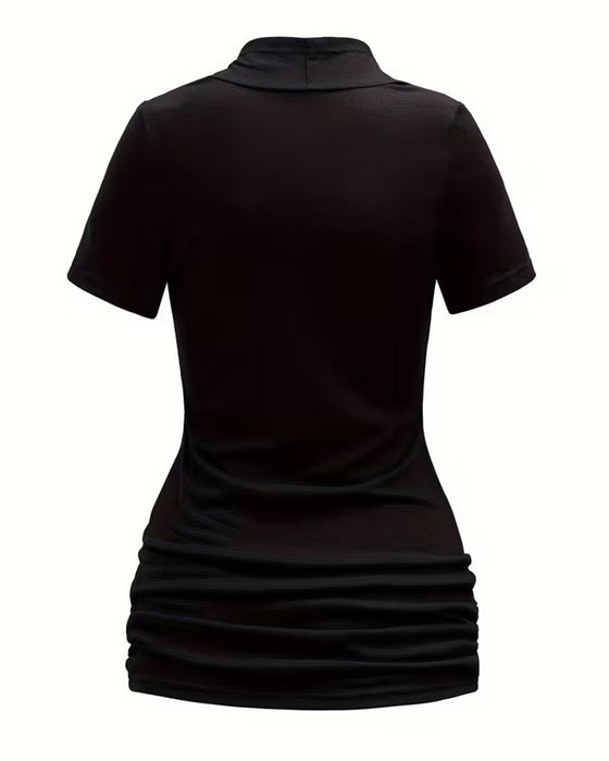 Bluse Avslappet Rynket Figursydd Kort Erme