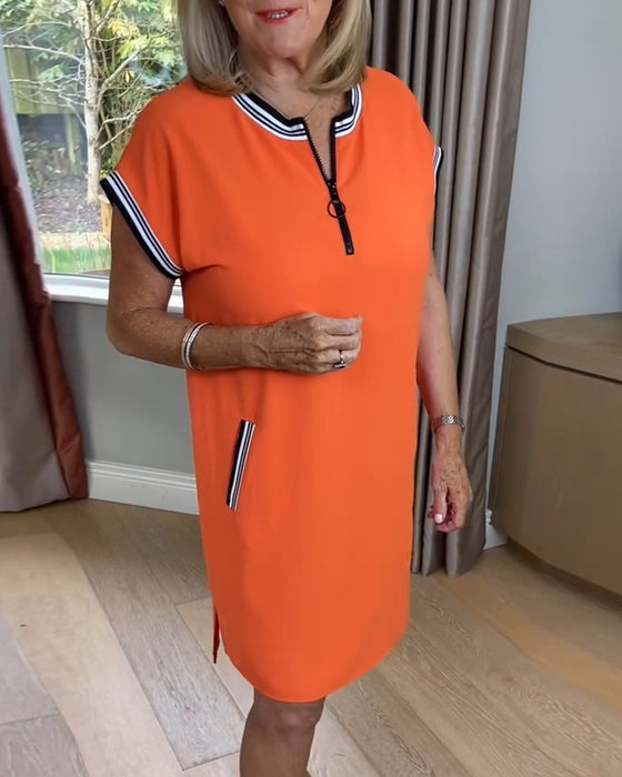 Kjole Halvglidelås Kontrastfarge Sport