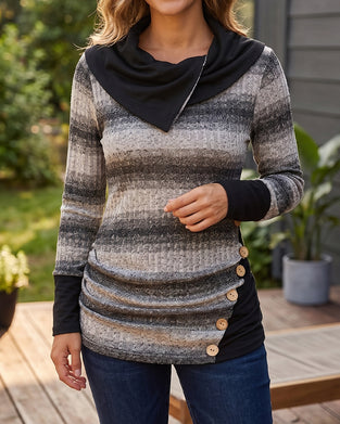 Sweatshirt Uregelmessig Stripe Knapp