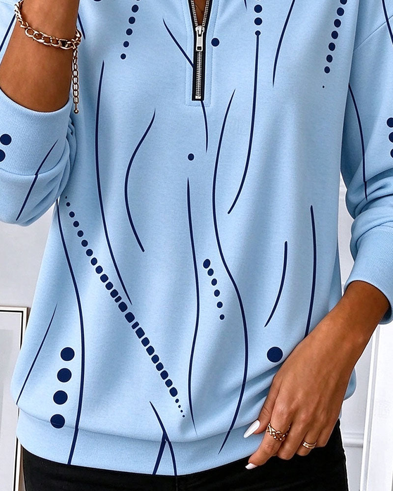 Sweatshirt Glidelås Linje Rundhalset