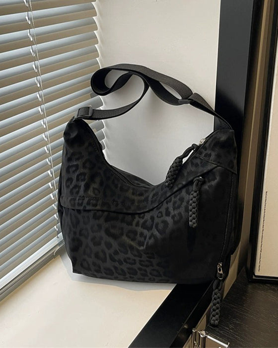 Veske Leopardskinnsmønster Semsket Skinn Dame