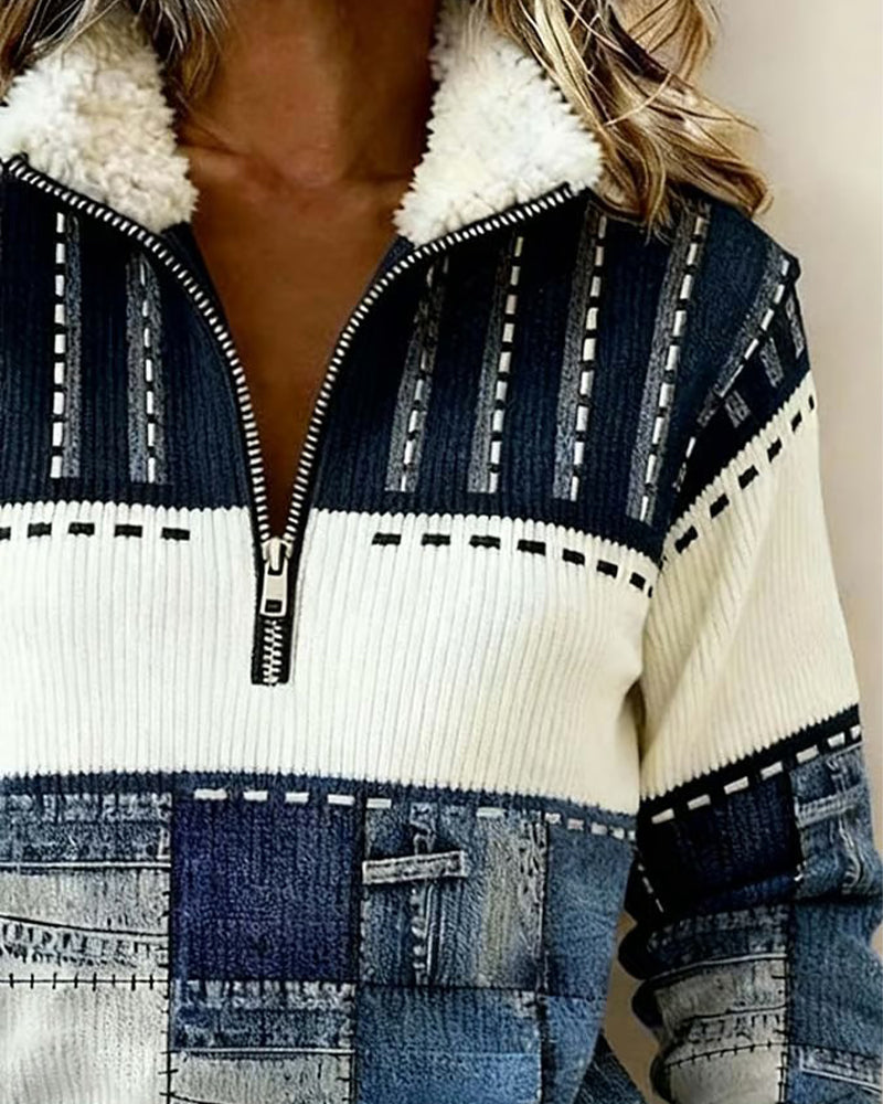 Retro Hettegenser Med Halvglidelås