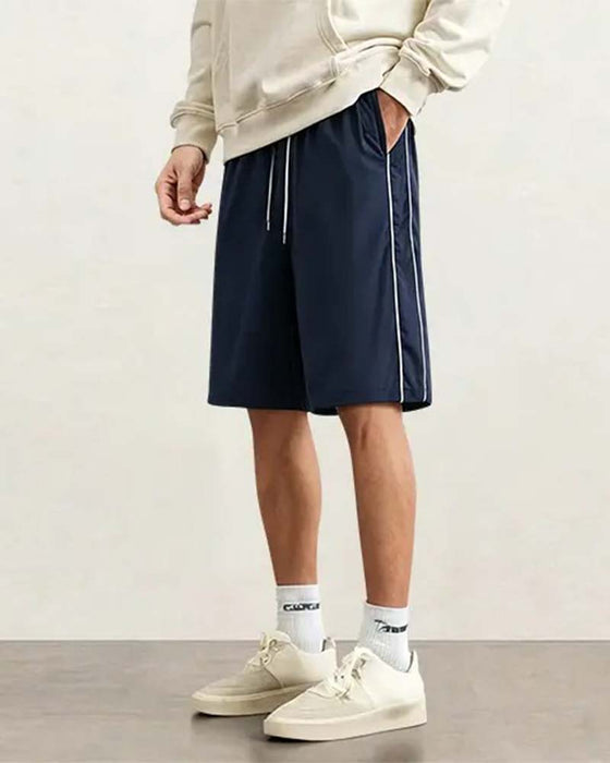 Shorts Dobbel Hvit Stripe Knelang Casual