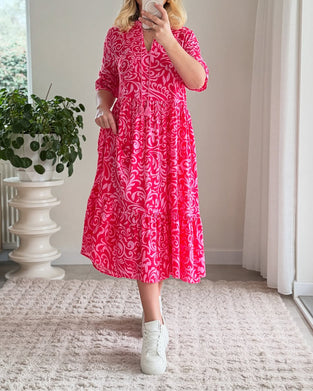 Kjole Blomster Kortermet Løs