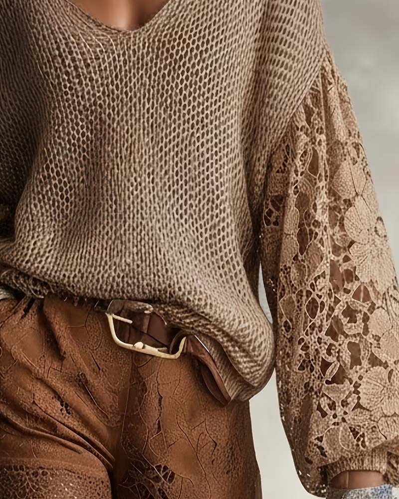 Pullover Blonde Utskjæring Lappeteppe Lanterneerme