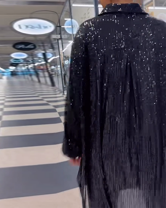 Casual skjorte med paljetter i jakkeslag