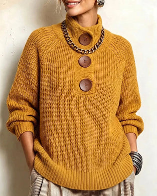 Genser Turtleneck Knappet Raglanerme