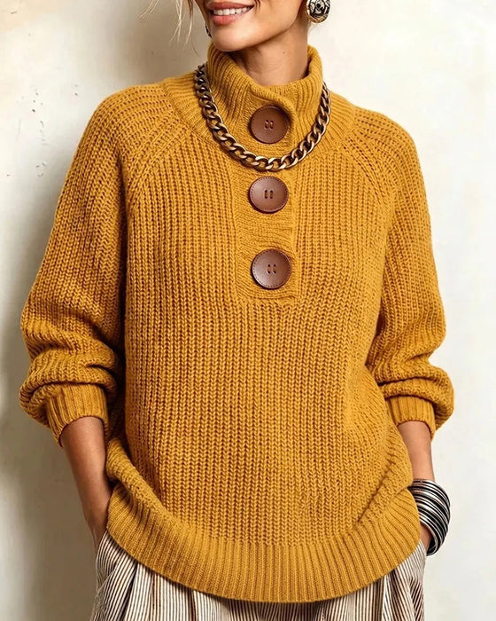 Genser Turtleneck Knappet Raglanerme