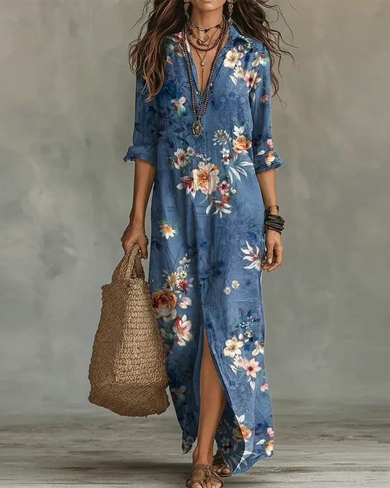 Kjole Blomstret Trykk Maxi