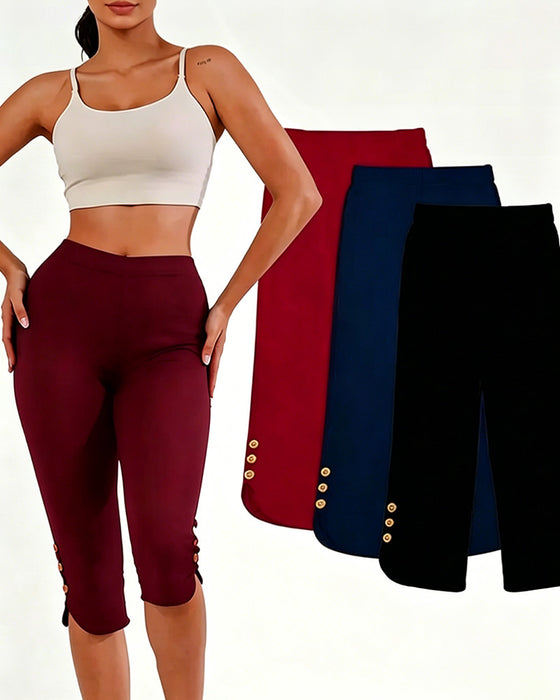Leggings Ensfarget Slim-Fit Avkortet