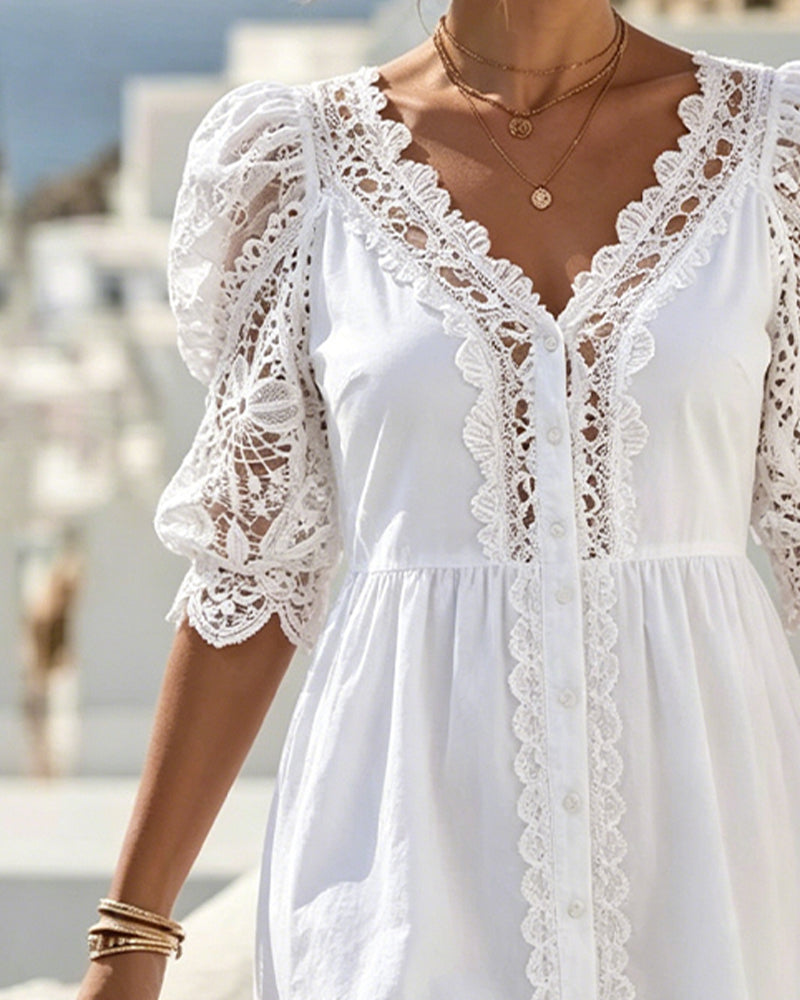 Kjole Pufferme Blonder Kort