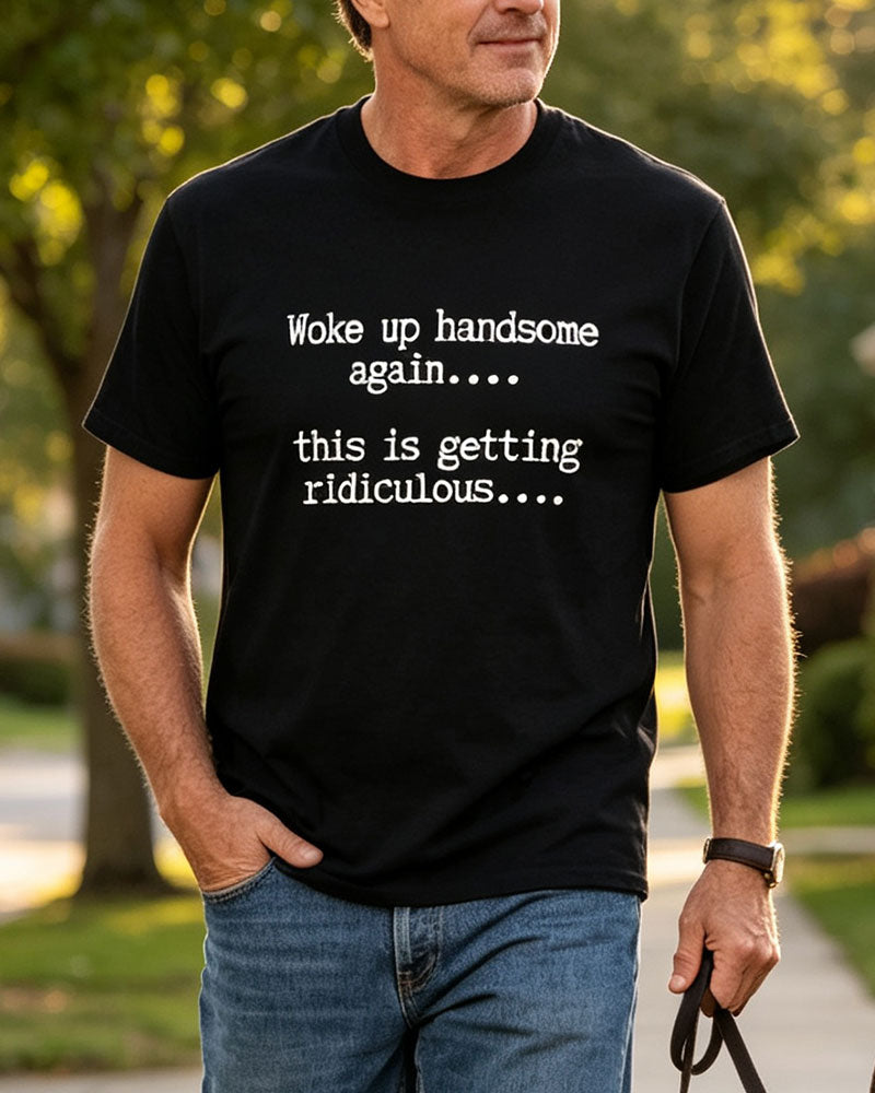 Herre T-Shirt Bokstav Trykk Rund Hals