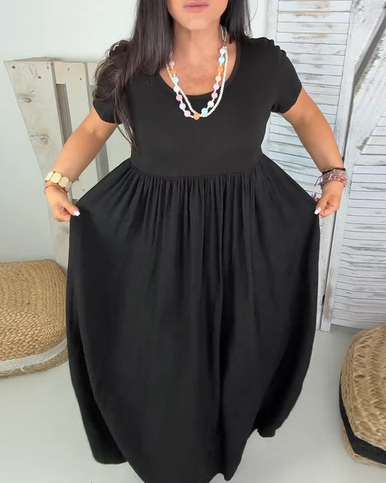 Kjole Elegant Ensfarget A-Linje