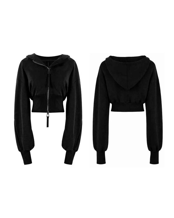 Kåpe Dobbel Glidelås Kort Hetta Sweatshirt
