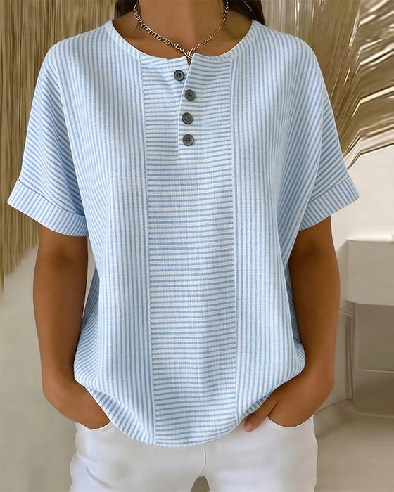 Bluse Rund Hals Kort Erm