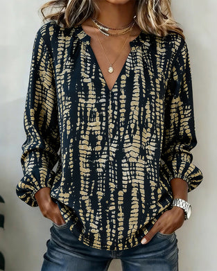 Trykt Langermet Topp Med Ståkrage