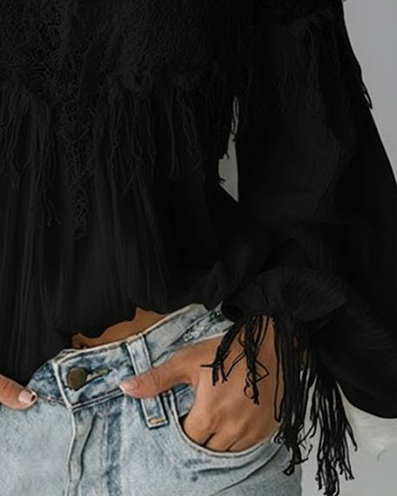 Off-Shoulder Camisole-Topp Med Blonder Og Dusker