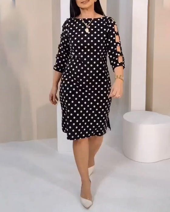 Kjole Rund Hals Polkadot