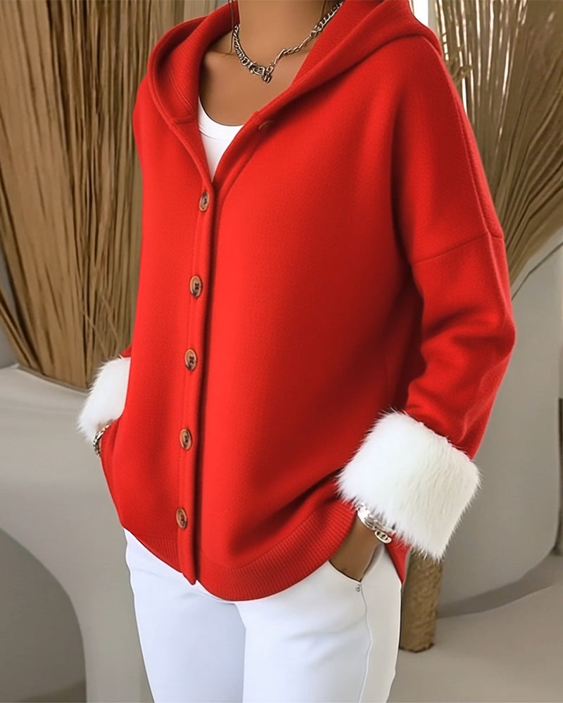 Jakke Koselig Plüsch Lappeteppe Med Hette