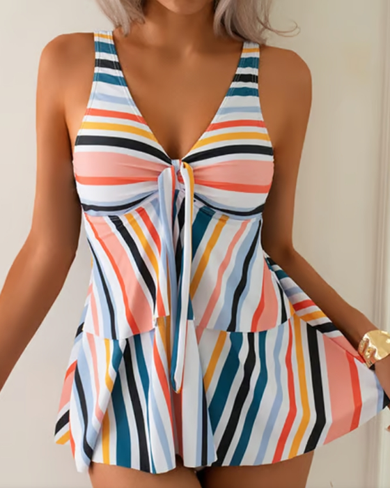 Badedrakt Lace-Up Striped Triangel To-Delt