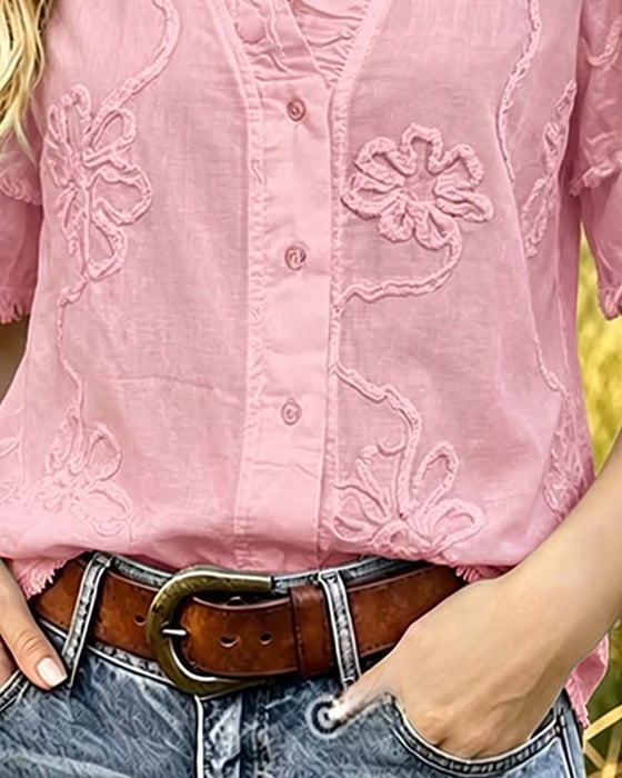 Bluse Frynset Kant Pufferme