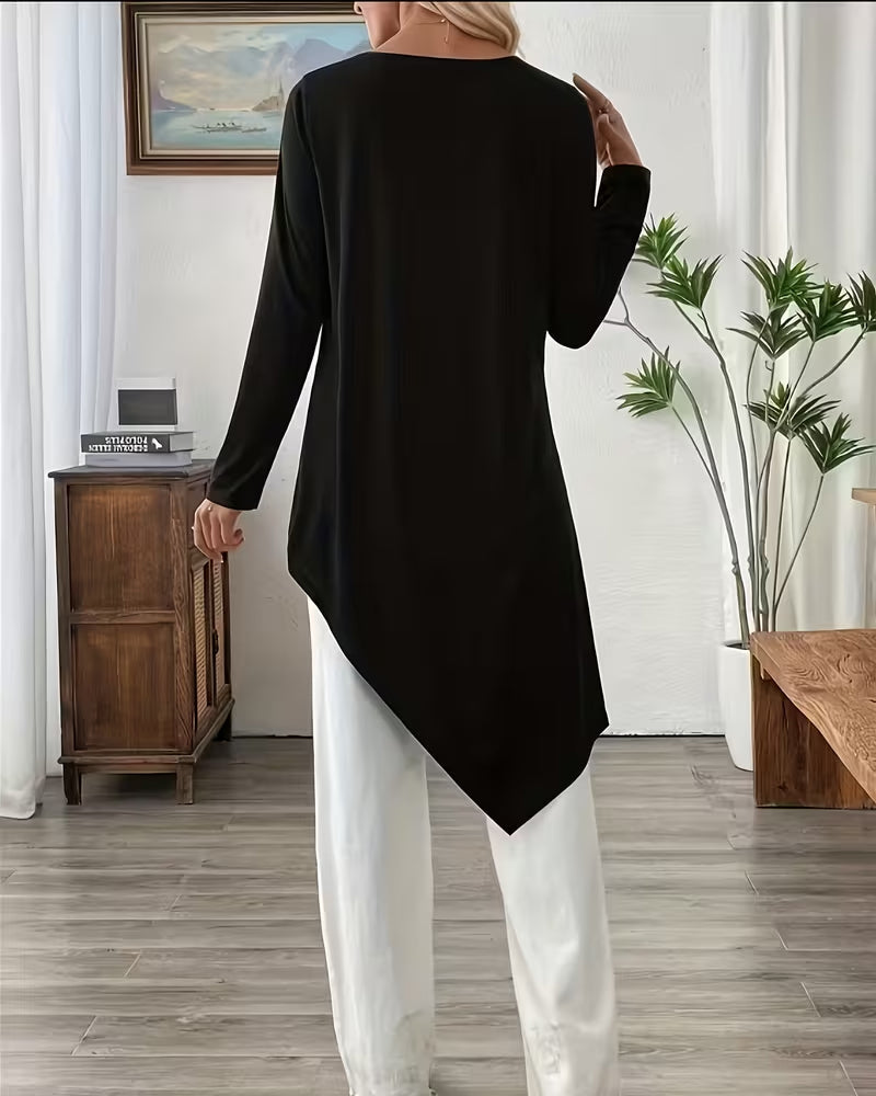 Top Asymmetrisk Midjelangt Ensfarget