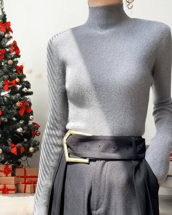 Strikket Genser Med Halvhøy Hals