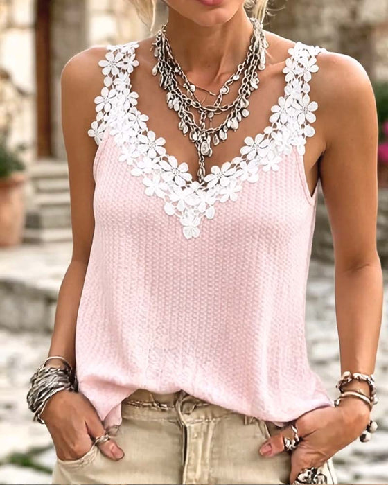 Cami Top Tredimensjonal Blonde Stroppet
