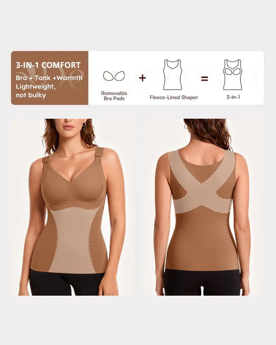 Tank Topp Dame 3-I-1 Lett Tilpasset Myk Termisk Shapewear Innebygd Bh