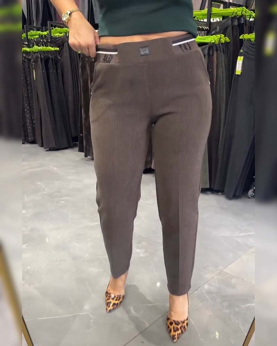 Bukser Casual Elastisk Liv Tappet