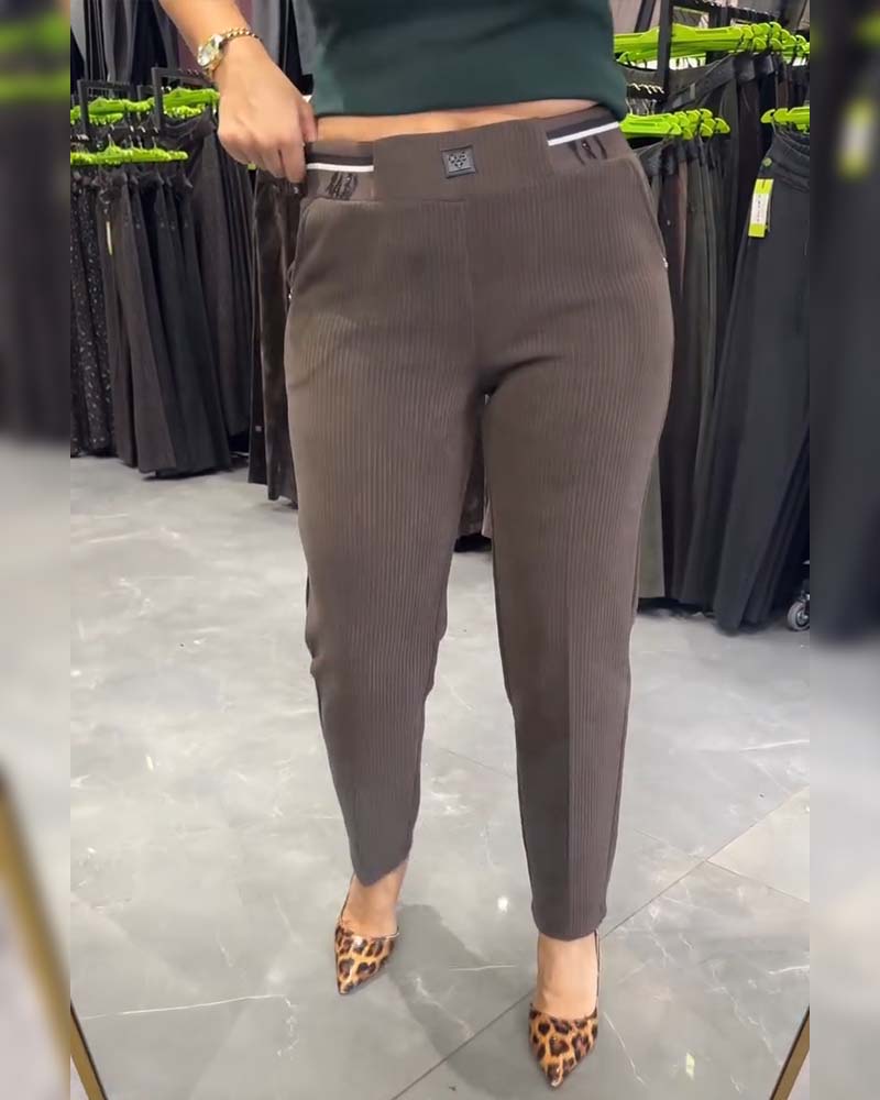 Bukser Casual Elastisk Liv Tappet