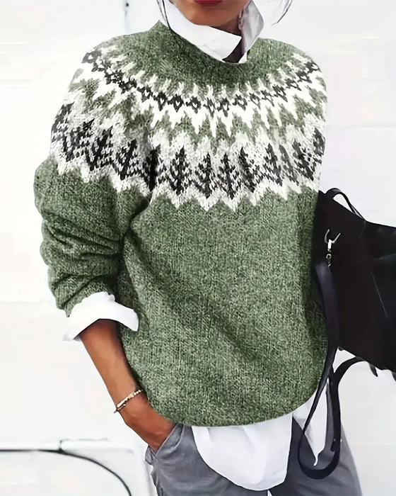 Retro Uformell Genser Med Tannet Design