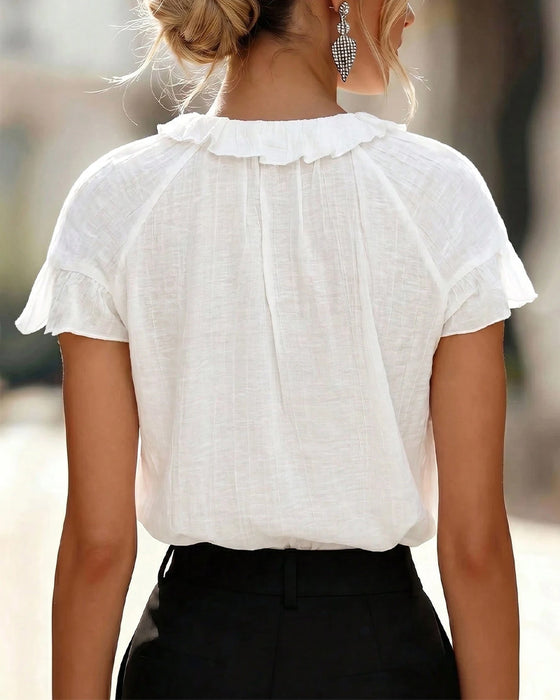 Bluse Knytting Rynket Kortermet
