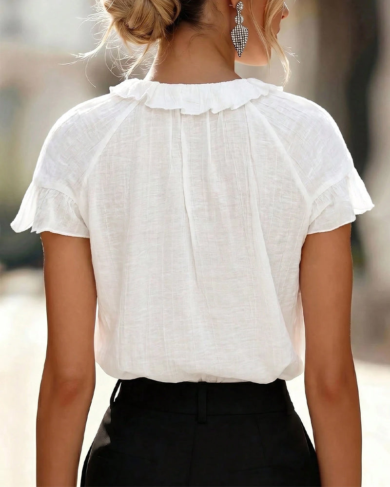 Bluse Knytting Rynket Kortermet