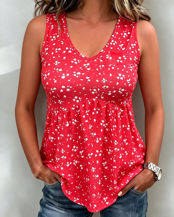 Tanktopp V-Utringning Blomstret Trykk Babydoll