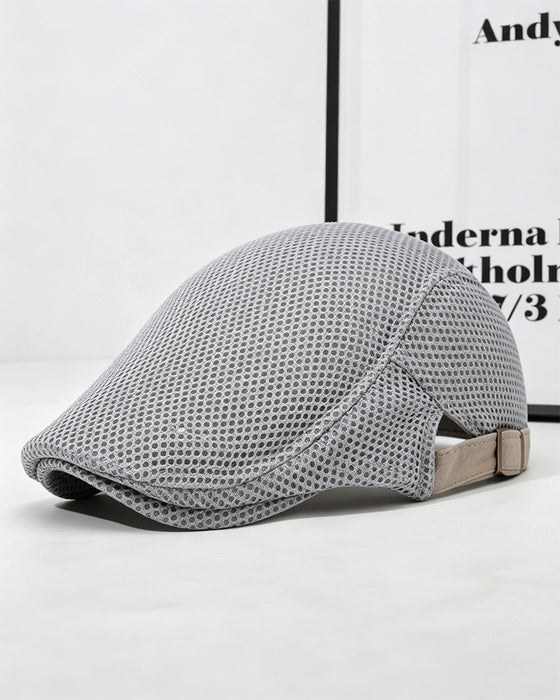 Menn Pustende Nett Flat Cap - Justerbar Newsboy Ivy Beret Sommerhatt